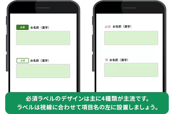 入力フォームのデザイン：必須ラベル