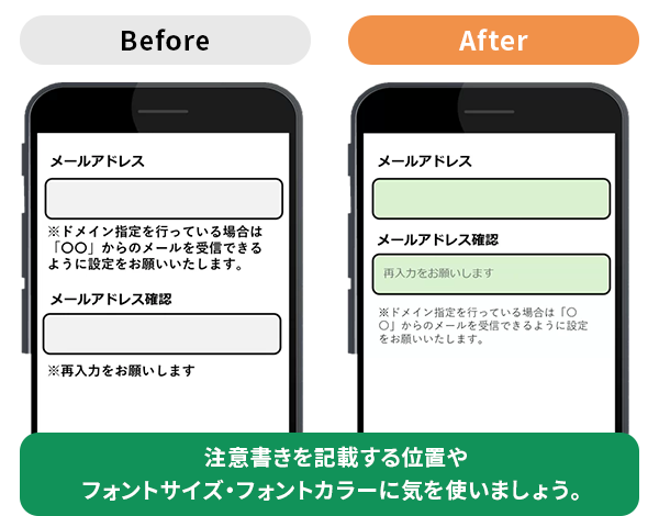 入力フォームのデザイン：注意書きのデザイン